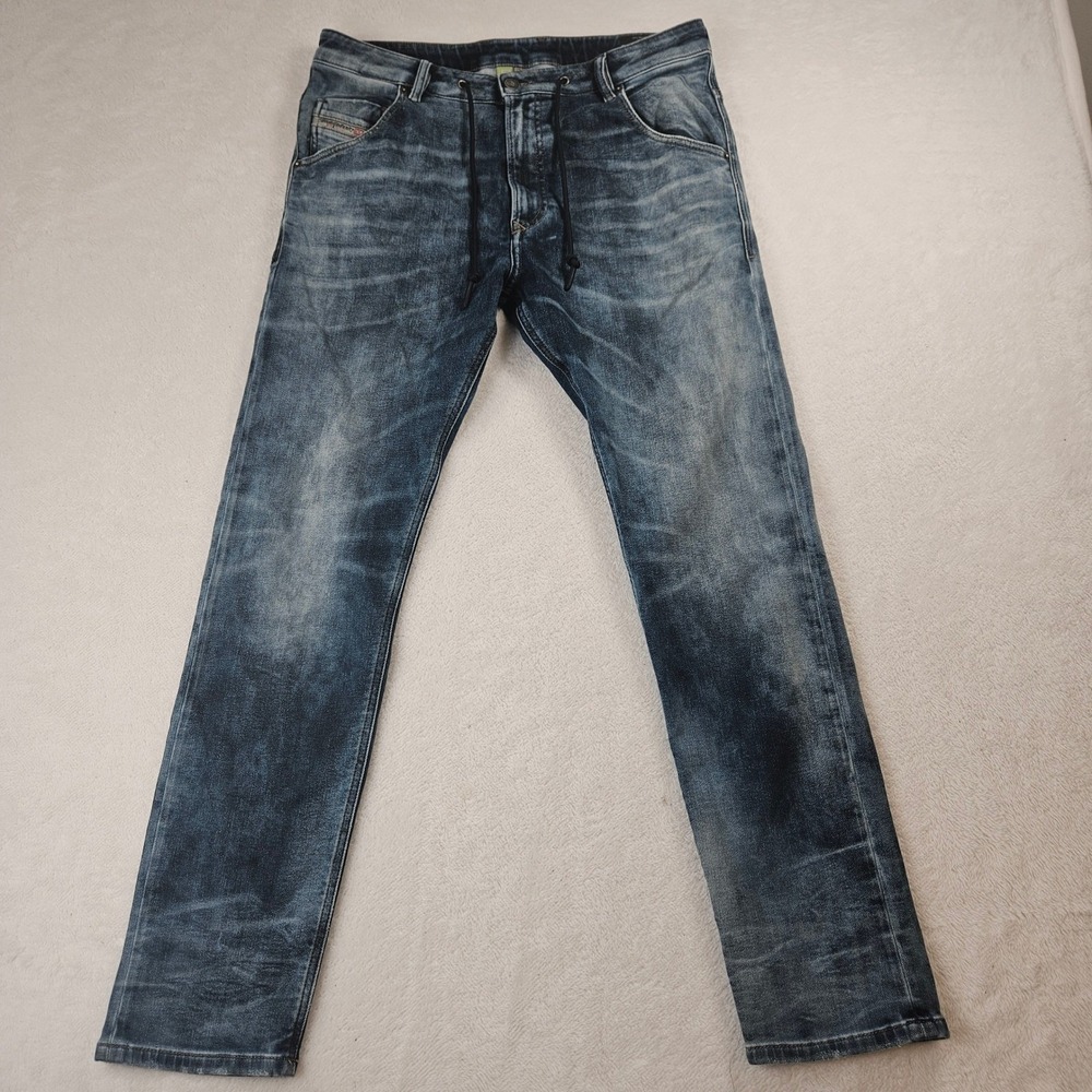 Diesel Krooley JoggJeans Men 32x32 Tapered Blue Distressed Stretch A01897 069XE